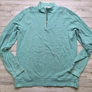 Southern Tide 1/4 Zip Pullover Mens MED Green Knit Sweater Jacket Golf Preppy